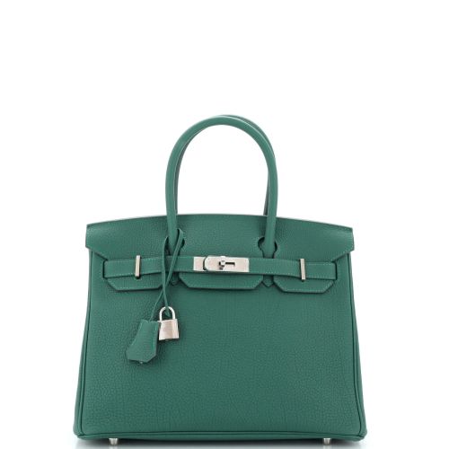 Birkin Handbag Malachite Togo with Palladium Hardware 30