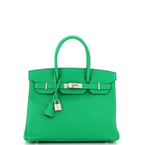 Birkin Handbag Bamboo Epsom with Palladium Hardware 30