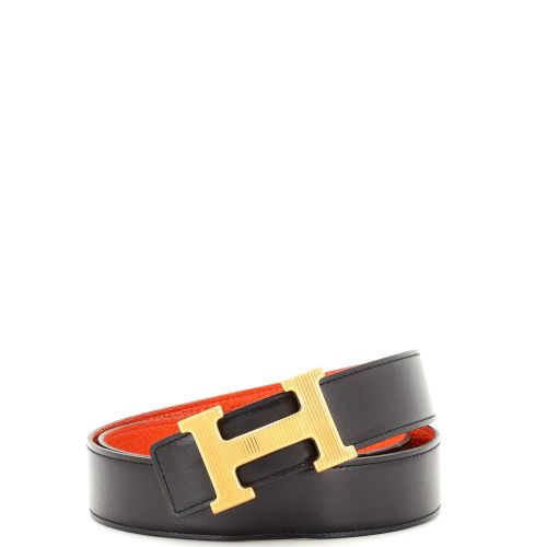 Constance Martelee H Reversible Belt Leather with Hammered Hardware Medium 95