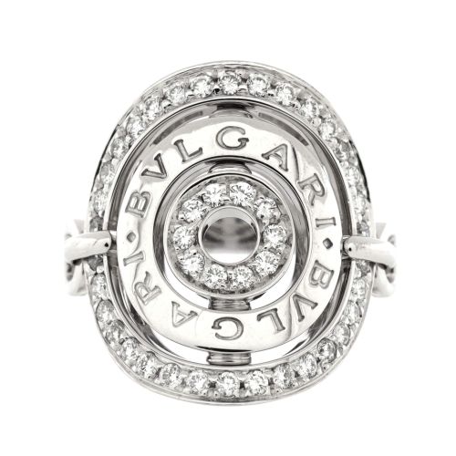 Astrale Cerchi Shield Ring 18K White Gold with Diamonds