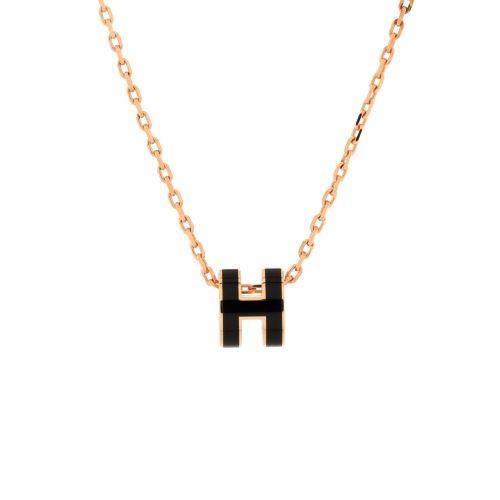 Pop H Pendant Chain Necklace Metal and Enamel Mini