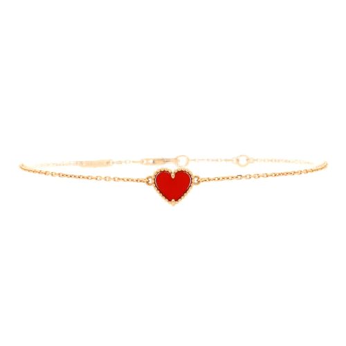 Sweet Alhambra Heart Bracelet 18K Rose Gold with Carnelian