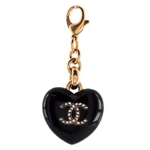 CC Heart Bag Charm Metal with Resin and Crystals