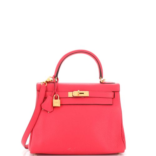 Kelly Handbag Rose Extreme Clemence with Gold Hardware 28