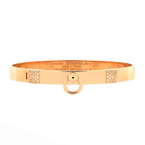 Collier de Chien Bracelet 18K Rose Gold with Pave Diamond Studs PM