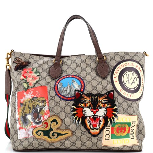 Courrier Convertible Soft Open Tote GG Coated Canvas with Applique Large