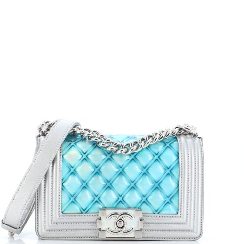 Boy Flap Bag Quilted Holographic PVC Small