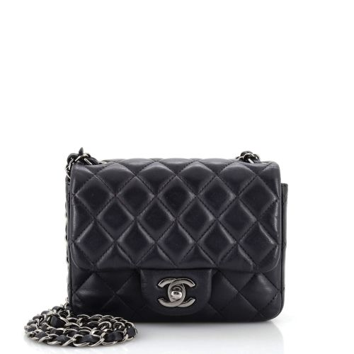 Square Classic Single Flap Bag Quilted Lambskin Mini