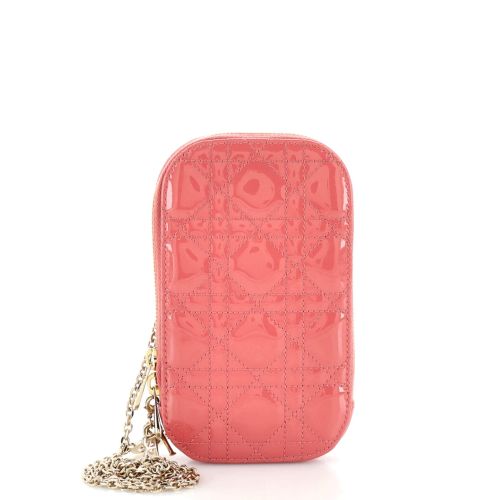 Lady Dior Phone Holder on Chain Cannage Quilt Patent