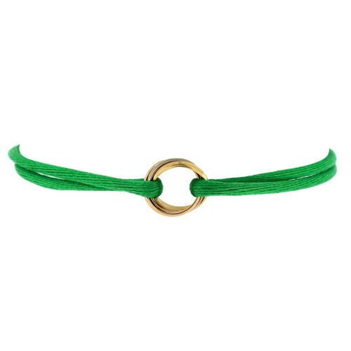 Trinity On Cord Bracelet Silk Cord with 18K Tricolor Gold