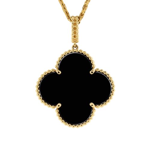 Magic Alhambra Pendant Necklace 18K Yellow Gold and Onyx