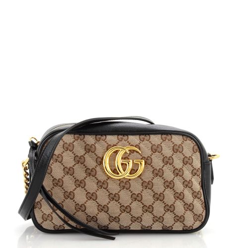 GG Marmont Shoulder Bag Diagonal Quilted GG Canvas Small