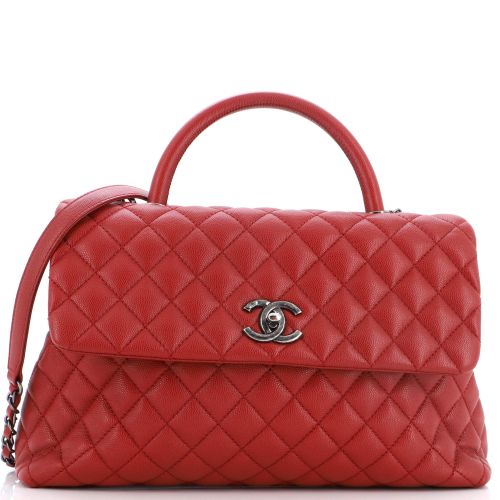 Coco Top Handle Bag Quilted Caviar Medium