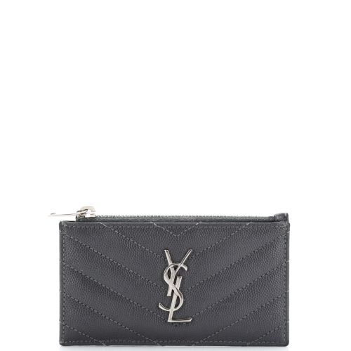 Monogram Fragments Zip Card Holder Matelasse Chevron Leather