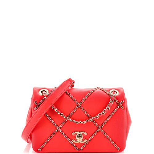 CC Full Flap Bag Chain Embellished Quilted Lambskin Mini