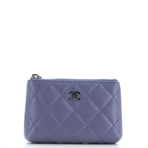 Zip Key Pouch Quilted Lambskin