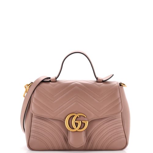 GG Marmont Top Handle Flap Bag Matelasse Leather Small