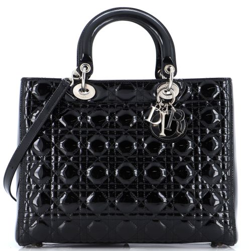 Lady Dior Bag Cannage Quilt Patent Large