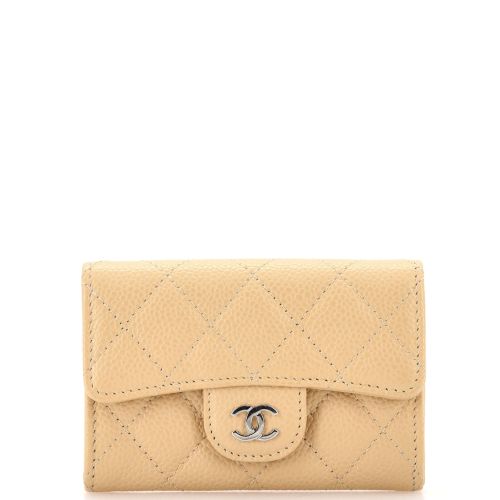 Classic Flap Card Case Quilted Caviar