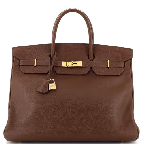 Birkin Handbag Marron Fonc?? Ardennes with Gold Hardware 40