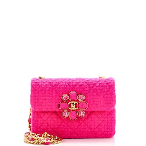 CC Bijoux Chain Flap Quilted Tweed Mini