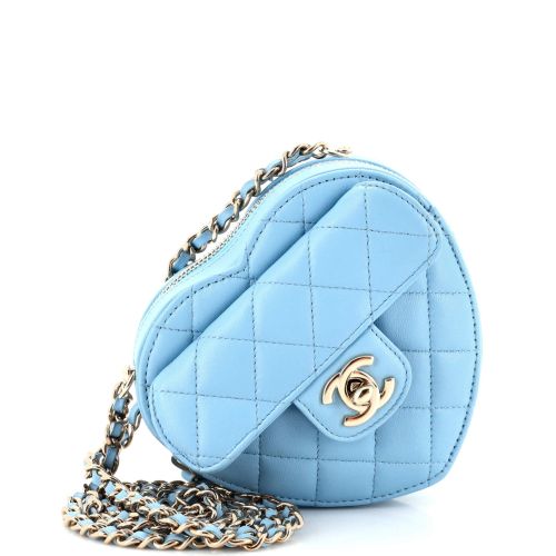 CC in Love Heart Clutch with Chain Quilted Lambskin