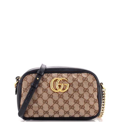 GG Marmont Shoulder Bag Diagonal Quilted GG Canvas Small