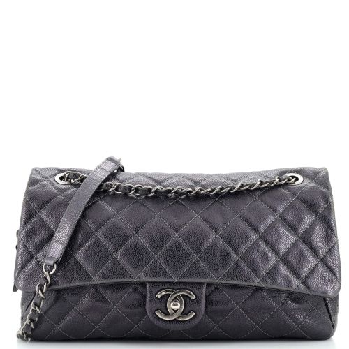 Easy Flap Bag Quilted Caviar Large