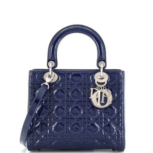 Lady Dior Bag Cannage Quilt Patent Medium