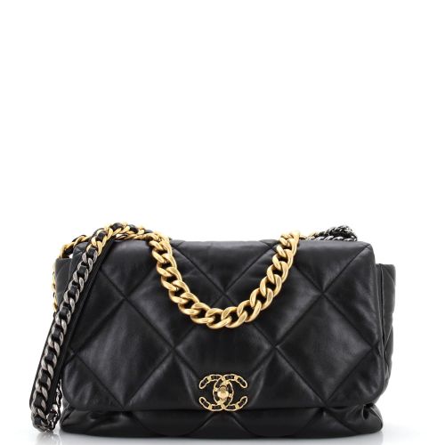 19 Flap Bag Quilted Leather Maxi