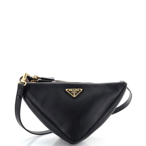 Double Symbole Triangle Bag Leather and Jacquard Mini