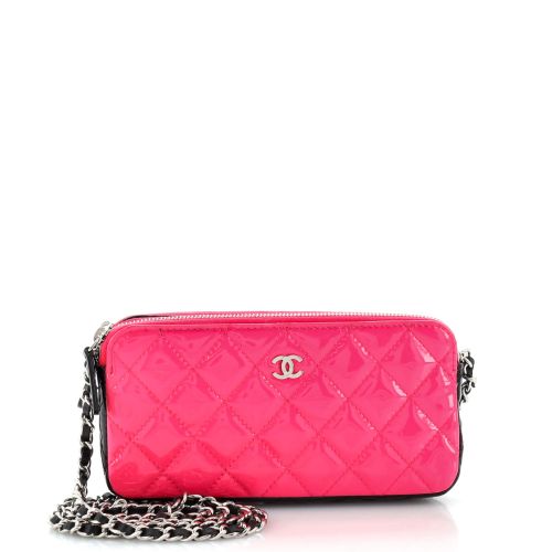 Double Zip Clutch with Chain Quilted Patent