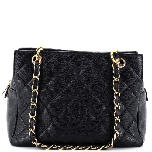 Petite Timeless Tote Quilted Caviar