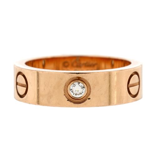 Love 3 Diamonds Band Ring 18K Rose Gold with Diamonds