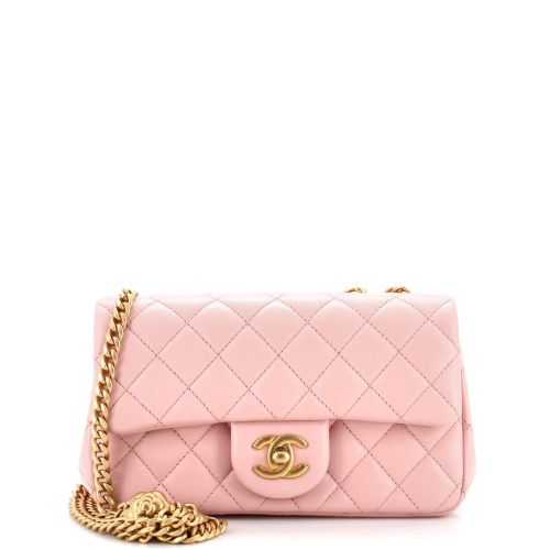 Sweet Camellia Adjustable Chain Flap Bag Quilted Lambskin Mini