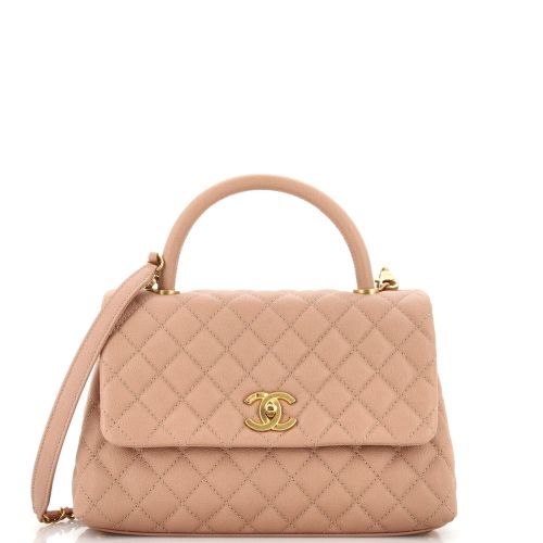 Coco Top Handle Bag Quilted Caviar Small