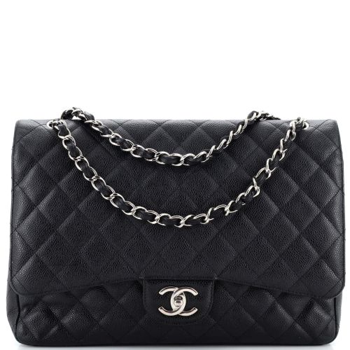 Classic Double Flap Bag Quilted Caviar Maxi