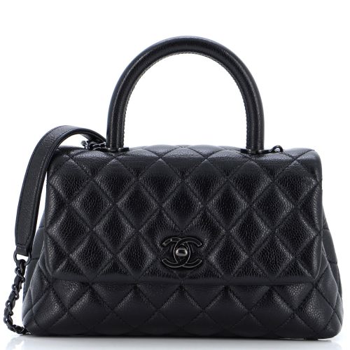 So Black Coco Top Handle Bag Quilted Glazed Caviar Mini