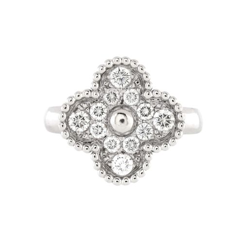 Vintage Alhambra Ring 18K White Gold and Diamonds