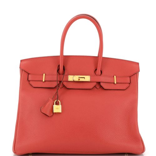 Birkin Handbag Red Clemence with Gold Hardware 35