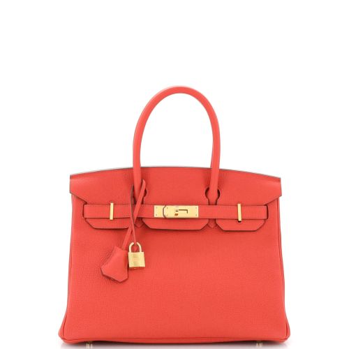 Birkin Handbag Rouge De Coeur Togo with Gold Hardware 30