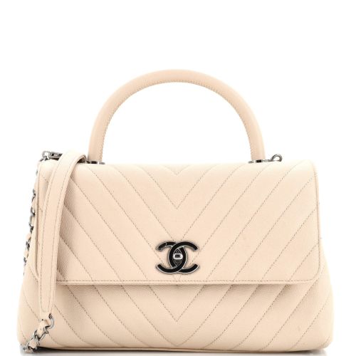 Coco Top Handle Bag Chevron Caviar Small