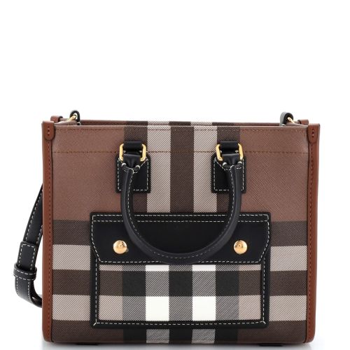 Freya Shopping Tote Check Canvas with Leather Mini