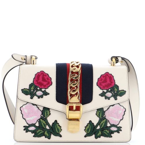 Sylvie Shoulder Bag Embroidered Leather Small