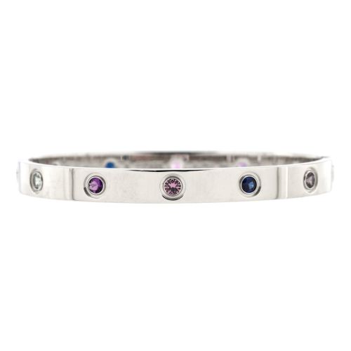 Love 10 Stone Bracelet 18K White Gold with Aquamarine, Sapphire, Spinel and Amethyst