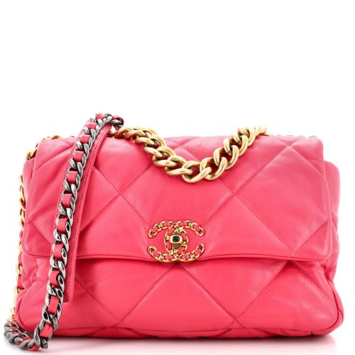 19 Flap Bag Quilted Leather Large