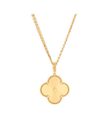 Magic Alhambra Pendant Necklace Guilloche 18K Yellow Gold