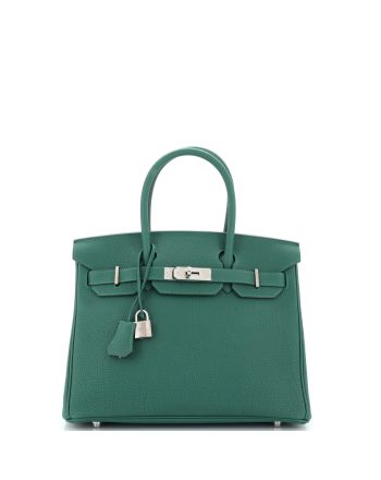 Birkin Handbag Malachite Togo with Palladium Hardware 30