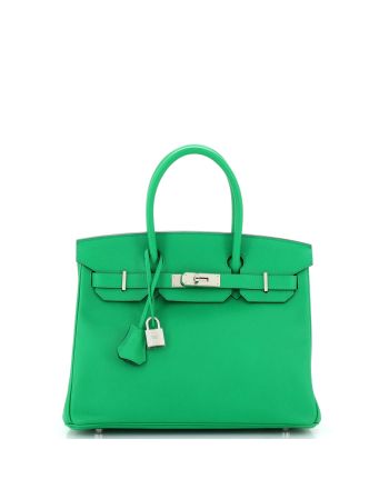 Birkin Handbag Bamboo Epsom with Palladium Hardware 30