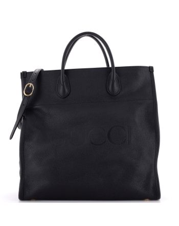 Logo Tote Embossed Leather Medium